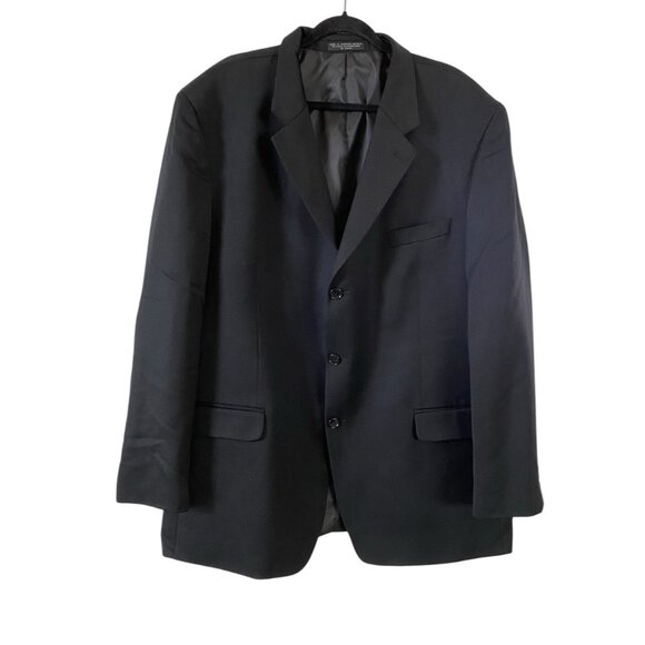 Jones‎ New York Mens Black 3 Button Blazer Sports Coat Business 48L Career Wool - Picture 1 of 9